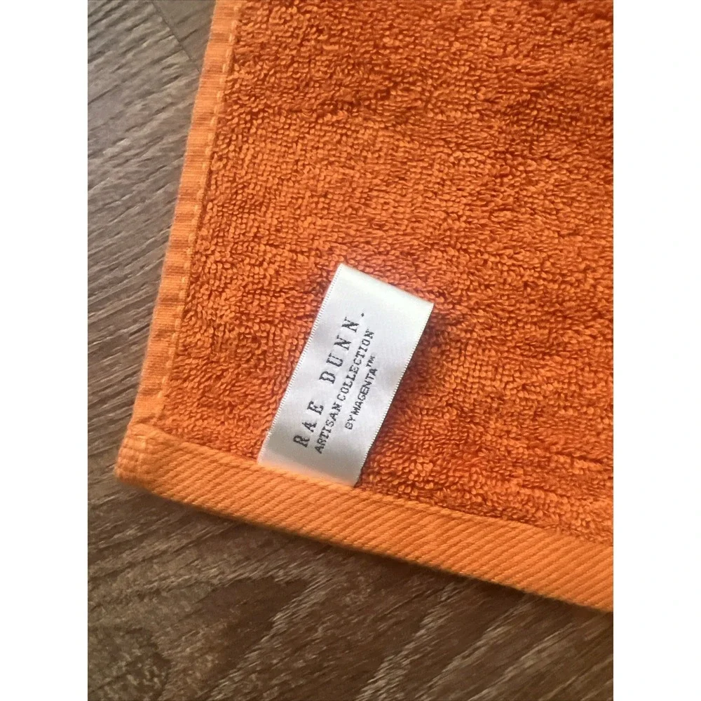 Rae‎ Dunn Orange Blessed Pumpkin Bathroom Hand Towels Set Of 2